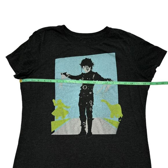 Edward Scissorhands Heather Gray Shadow Outline Graphic Tee Size 2X Womens Retro - Picture 7 of 8